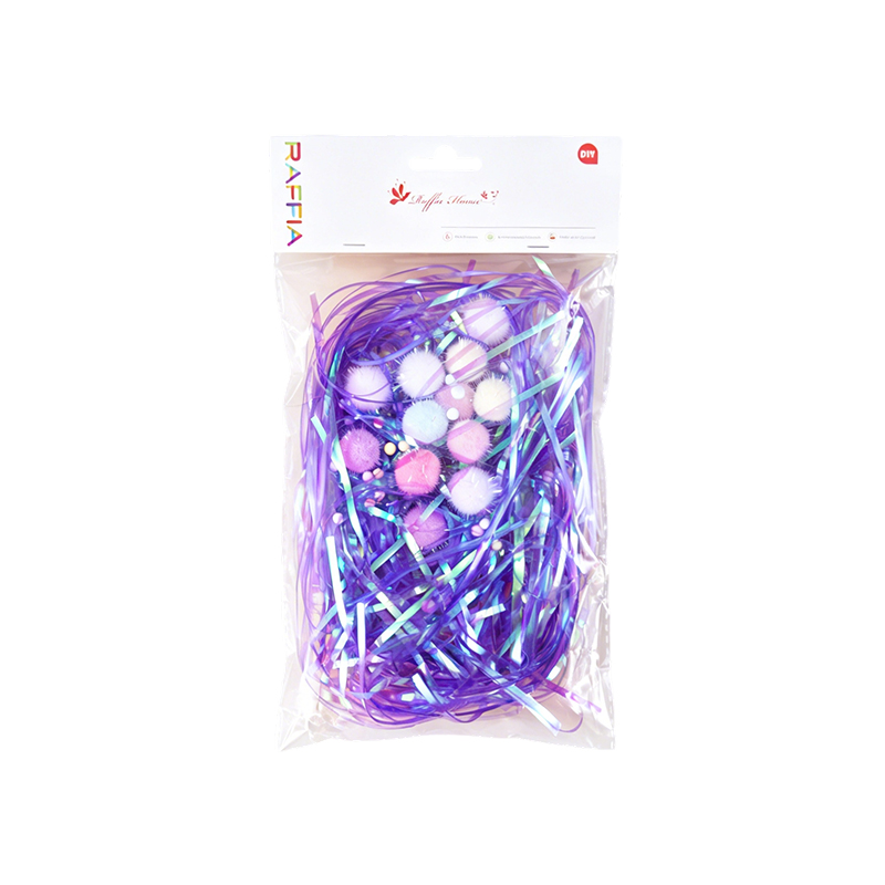 Emballage mixte fil irisé et pompon